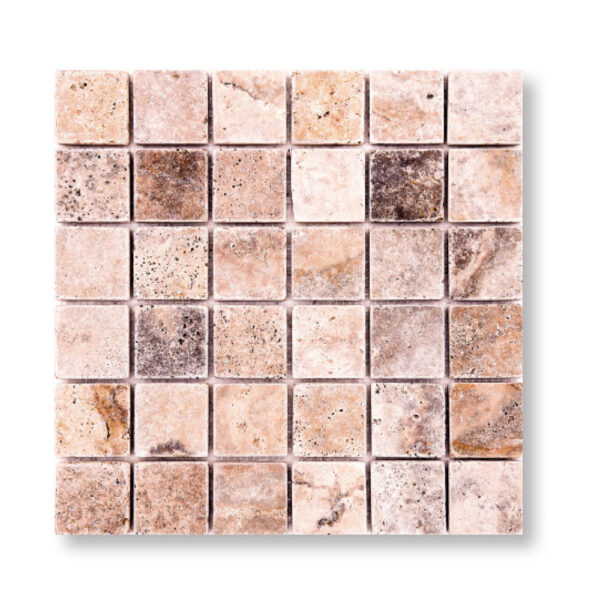 Autumn Travertine 3/8x2x2 inch Tumbled Pool Tile