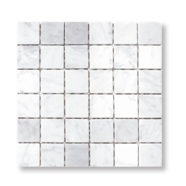 Ice White Marble 3/8x2x2 inch Tumbled Pool Tile