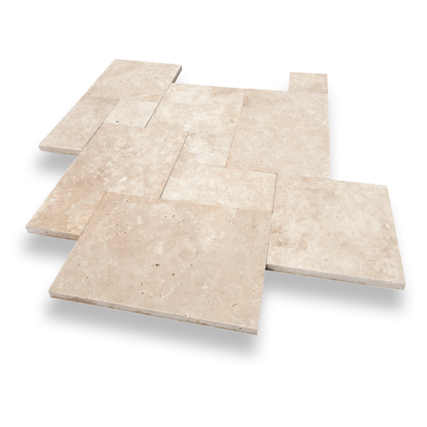 Ivory Premium Travertine 1-1/4" Tumbled French Pattern