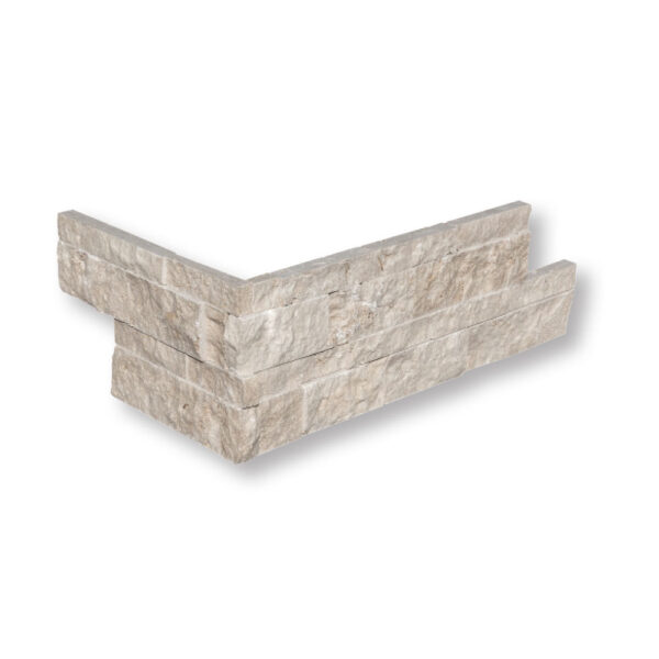 Ivory Premium Travertine 5/8x6x12 inch Split Face Ledger Panel Corner