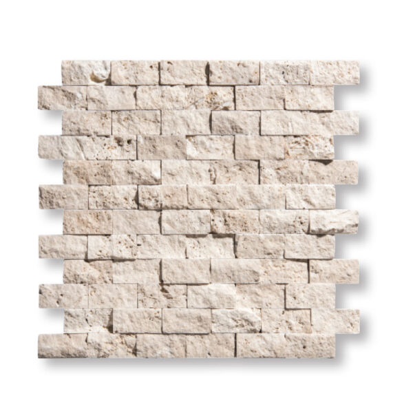 Ivory Premium Travertine 5/8x1x2 inch Split Face Mosaic