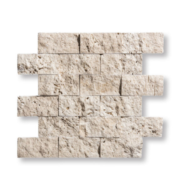 Ivory Premium Travertine 5/8x2x4 inch Split Face Mosaic