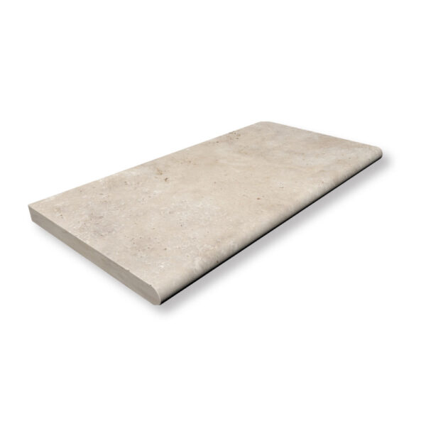 Ivory Premium Travertine 1-1/4x12x24 Pool Coping Bullnose Edge