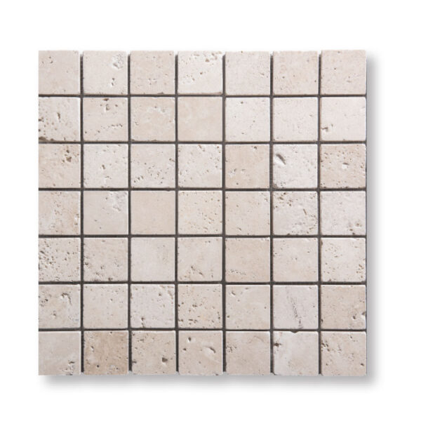 Ivory Premium Travertine 3/8x2x2 inch Tumbled Pool Tile