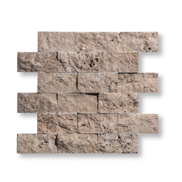 Noce Travertine 5/8x2x4 inch Split Face Mosaic