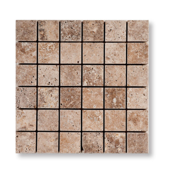 Noce Travertine 3/8x2x2 inch Tumbled Pool Tile