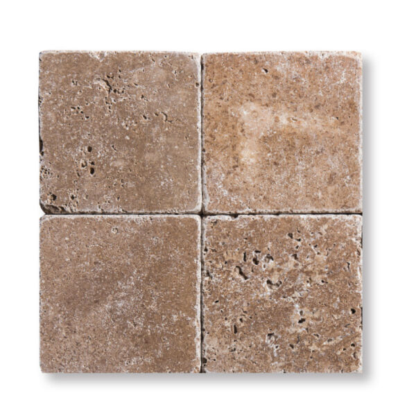 Noce Travertine 3/8x6x6 inch Tumbled Pool Tile