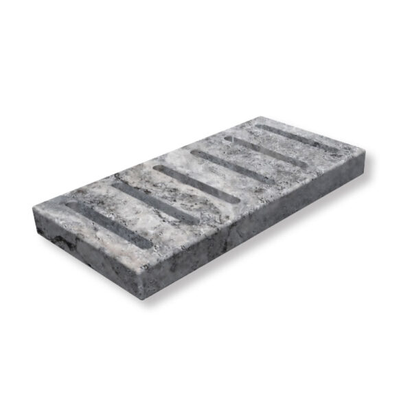 Silver Premium Travertine Pool Coping 1-1/4x6x12 Deck Drain