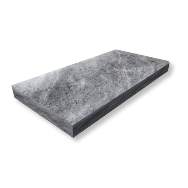 Silver Premium Travertine 2x12x24 Pool Coping Eased Edge