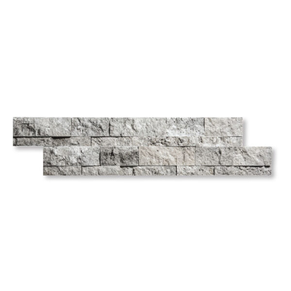 Silver Premium Travertine 5/8x6x24 inch Split Face Ledger Panel