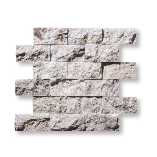 Silver Premium Travertine 5/8x2x4 inch Split Face Mosaic